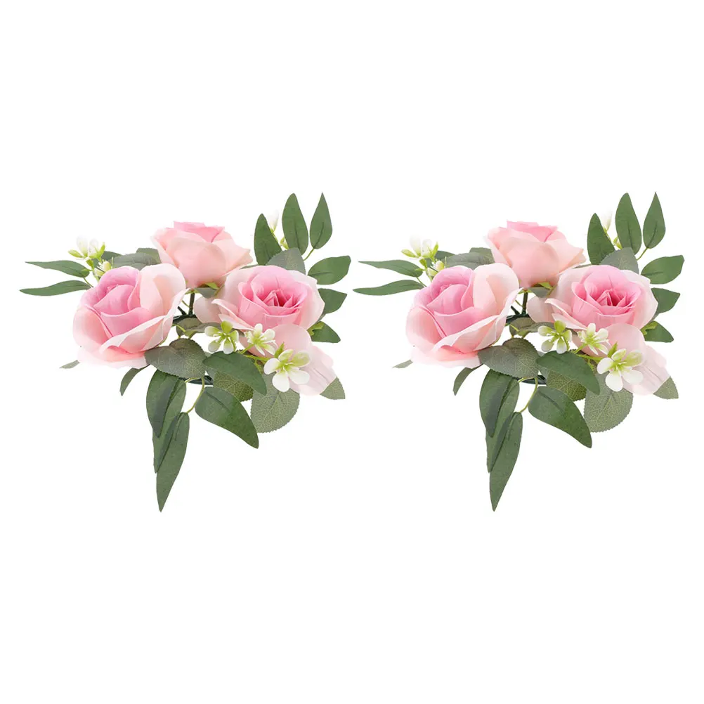 

2Pcs Artificial Rose Wreath Rings Floral Table Centerpieces Wedding DecorFlowers Arrangement Photo Props Lightweight