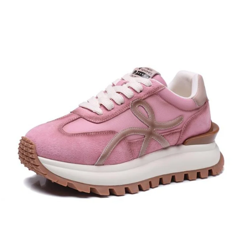 Women Sneakers Genuine Leather Platforms Ladies Casual Sports Shoes Comfy Students Sneakers Summer Popular Size 34-40
