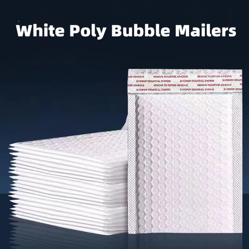 50 Pcs/lot White Poly Bubble Mailers self-adhesive Seal Padded Gift Packaging Envelope Bags Book Shipping Package Bag Supplies