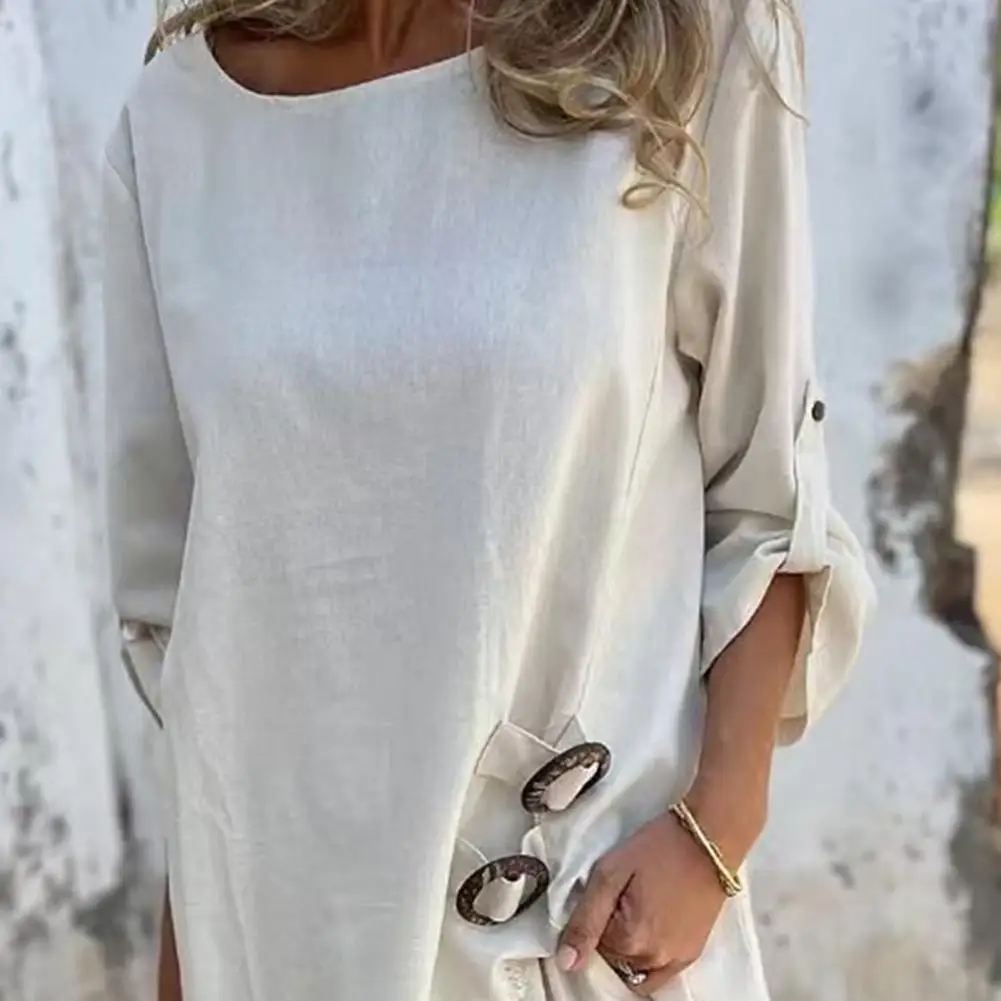 2025 Round Neck Suit Long Top Pants Set Stylish Women's Top Pants Set with Irregular Ripped Blouse Wide Leg Trousers for Fashion
