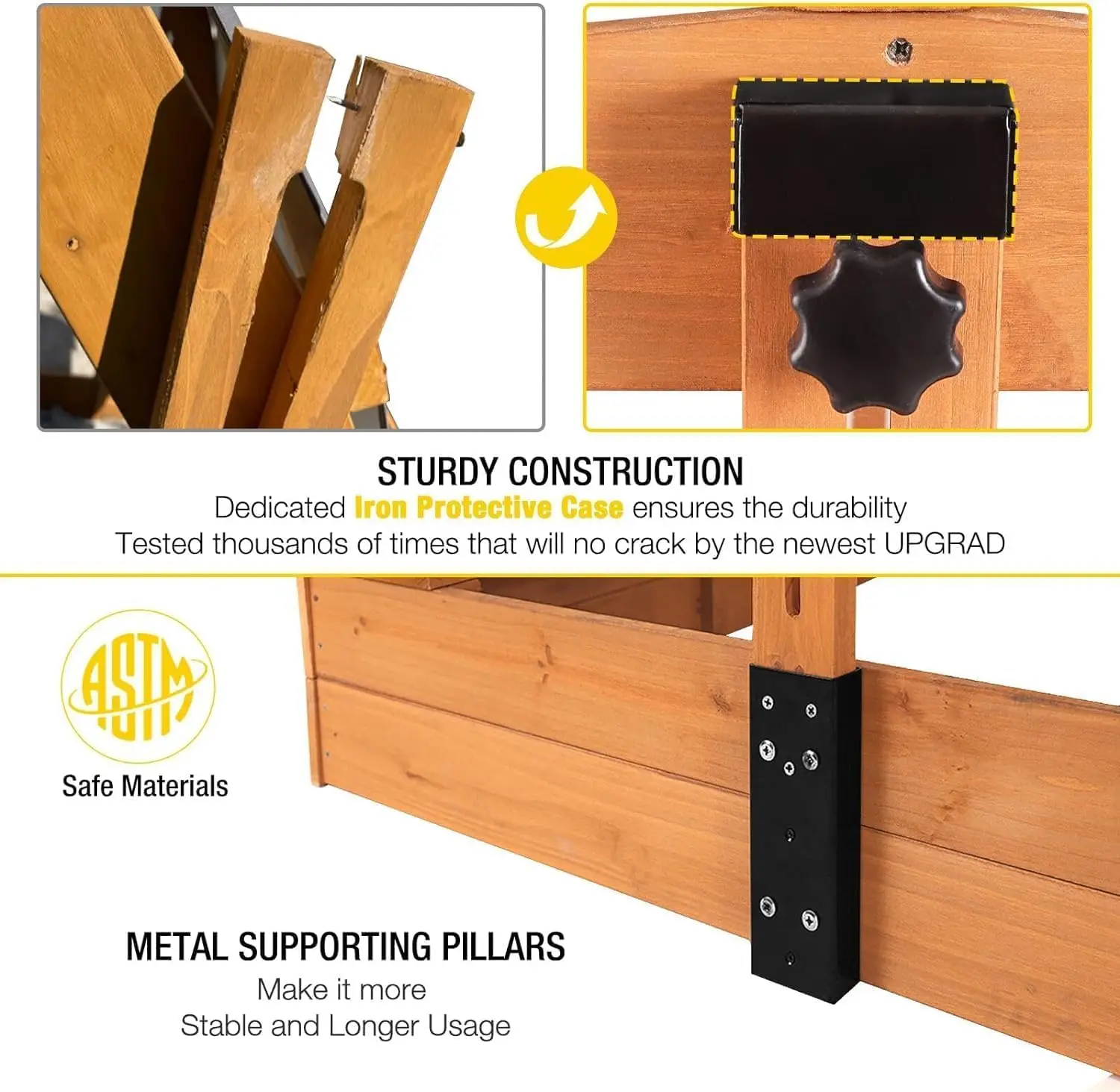 Kinder-Sandkästen mit Baldachin, Sandkästen mit Abdeckungen, faltbare Sitzbank, Kinder-Holzspielset für den Außenbereich – Upgrade einziehbarer Ro