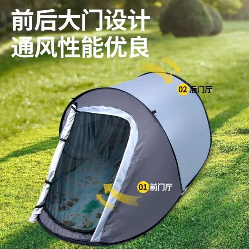 Pop Up Beach Tent, Instant Setup Sun Shelter for Travel, UV Protection Silver Coating Camping Cabana with Mosquito Net