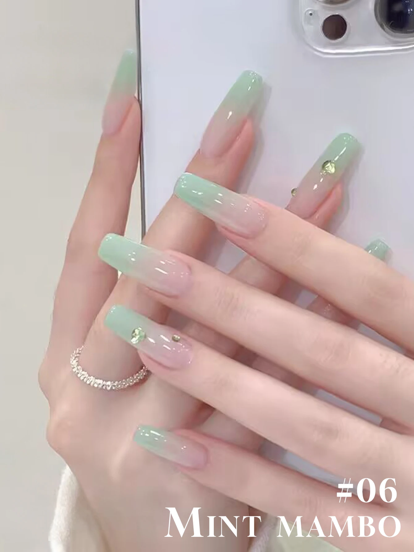 6 STKS 2025 Nieuwe Trendy Nail Art Mode Lichttherapie Ijs Transparant Mint Blauw-Groen Helder Naakt Gel Nagellak, Duurt 28 Dagen