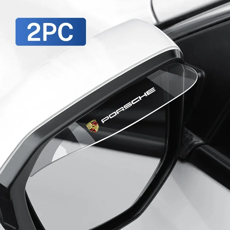 2 pçs espelho retrovisor do carro transparente chuva sobrancelha pias escudo para porsche 911 cayenne Carrera-GT 928 panamera boxster macan 918