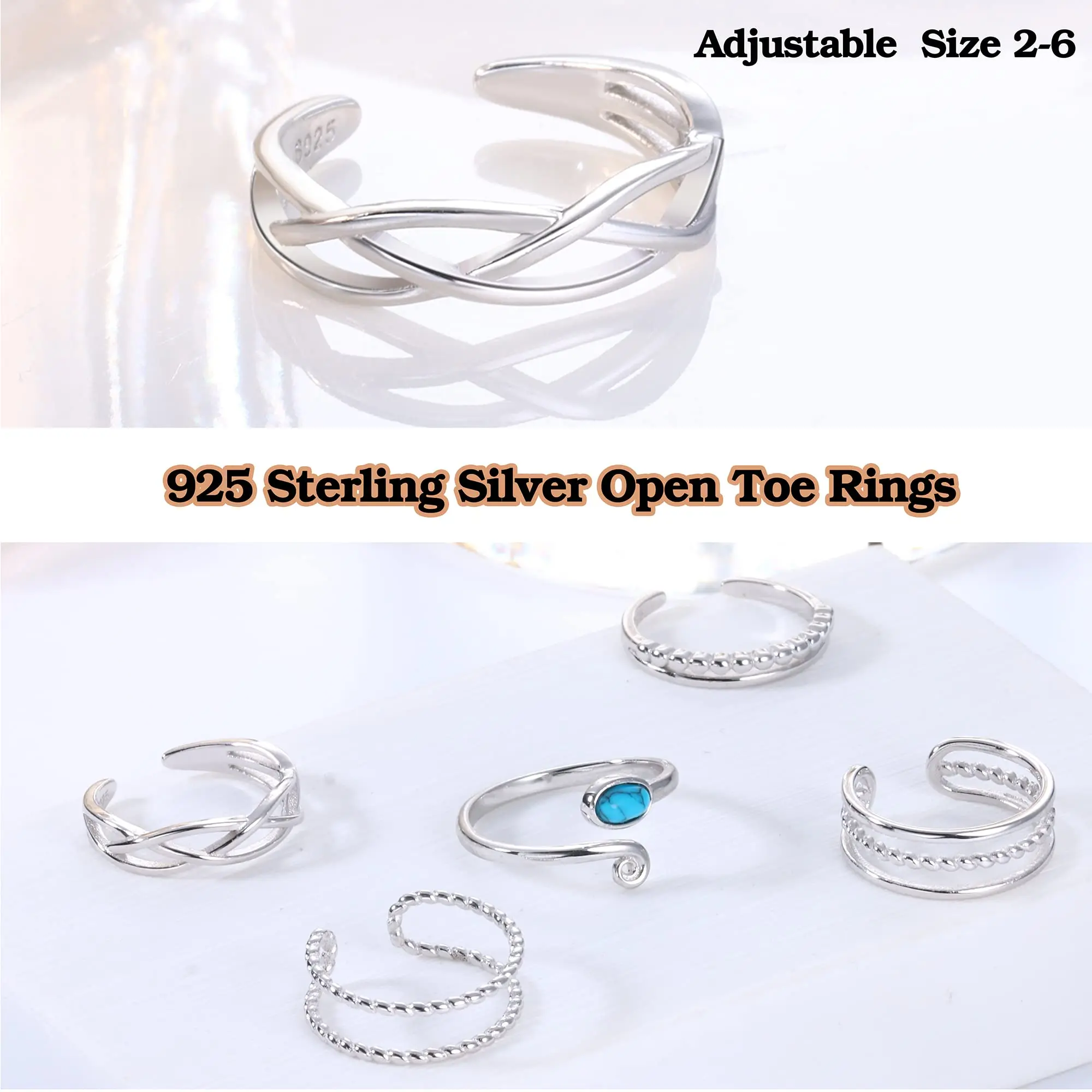 Fansilver cincin Sterling 925 wanita, untuk wanita dapat disesuaikan, cincin jari terbuka, cincin hipoalergenik, cincin antik