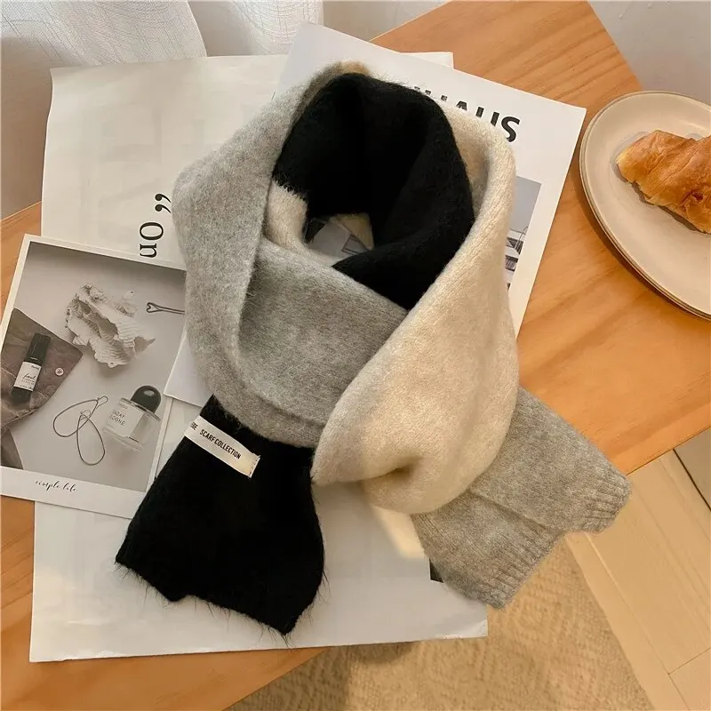 Warm Knitted Skinny Neck Women Scarf Fashion Winter Solid Soft Cashmere Woolen Yarn Korea Style Casual Travel Bufanda Echarpe