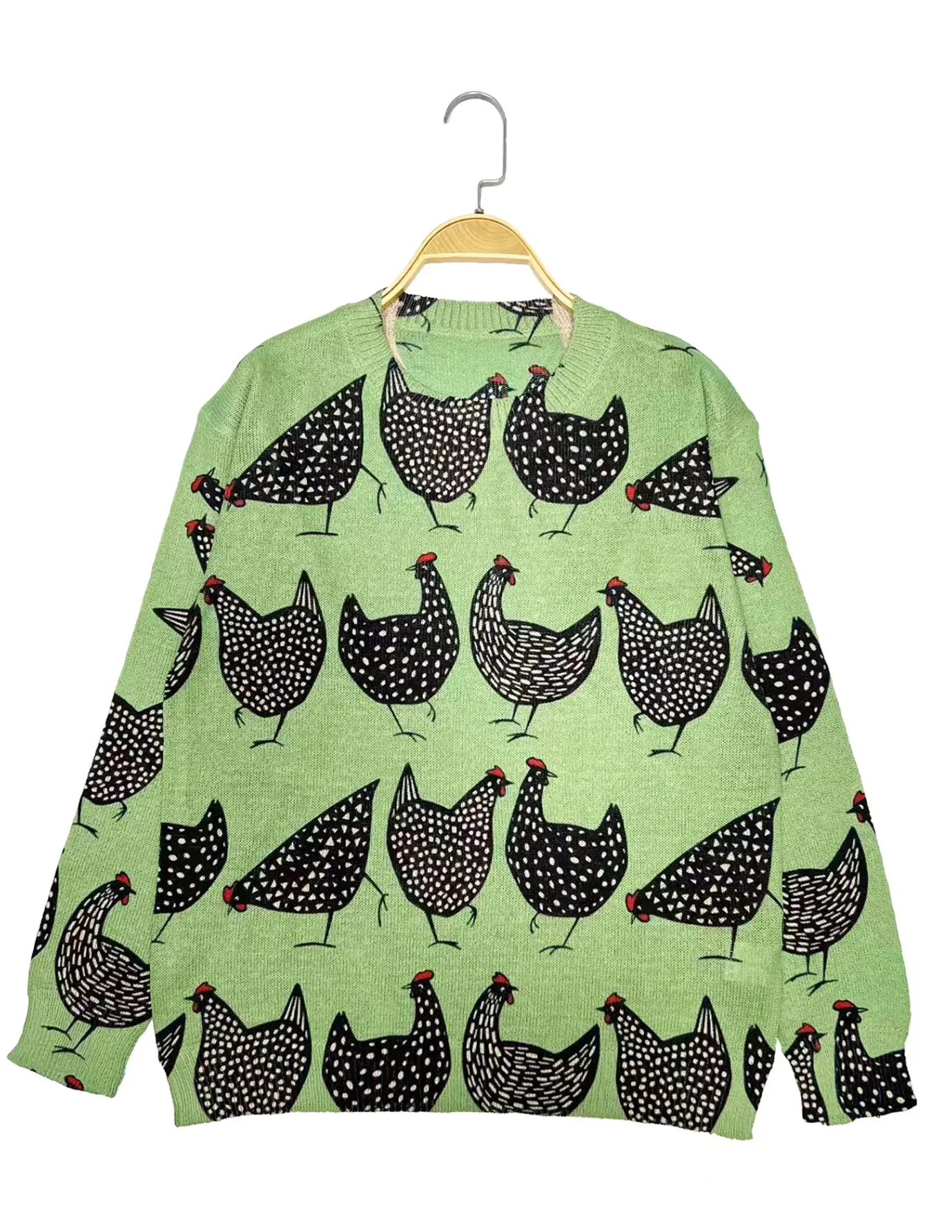 Chicken pattern round neck sweater autumn and winter casual long sleeve sweater women\'s clothing