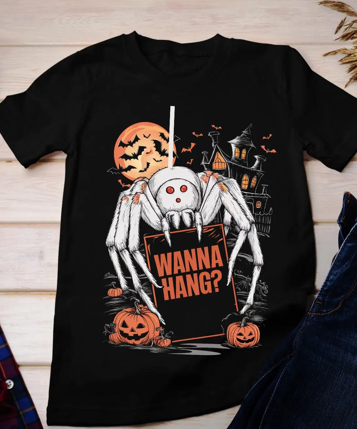 Je veux accrocher chemise, chemise d’Halloween d’araignée effrayante, chemise joyeux Halloween, chemise d’astuce ou friandise, chemise d’araignée, cadeau d’Halloween