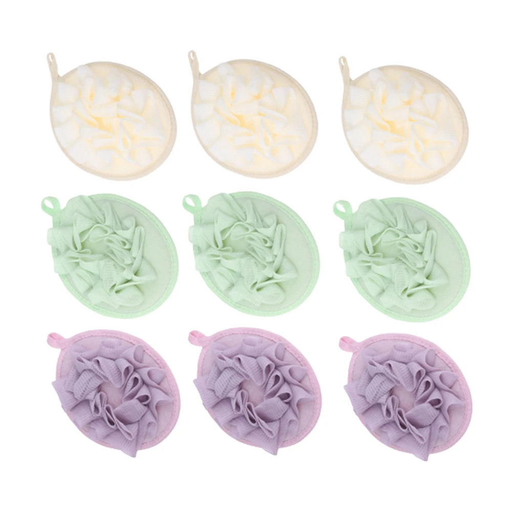 

9 Pcs Ball Sponge Soft PE Material Japanese Style Shower Accessories Puff Net Body Cleaning Bathing