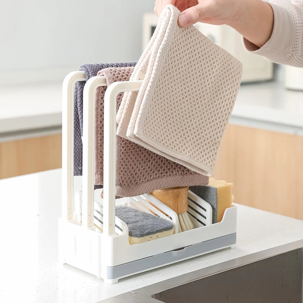 

Sink Rack Simple Towel Hanging Suction Cup Clothes Hanger Dual Purpose Kitchen Holders Storage Shelf Tea Abs Magnetic Hook