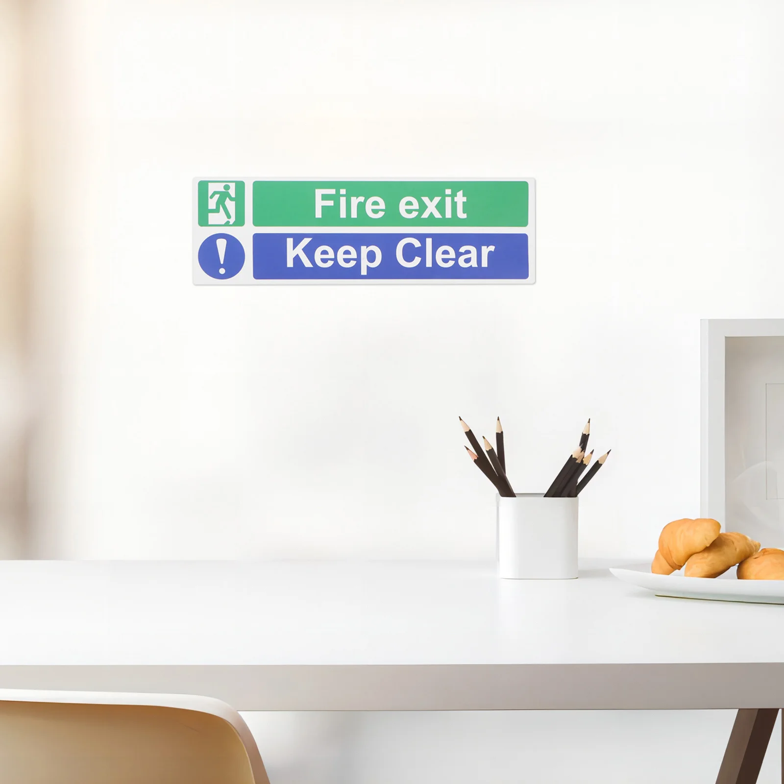 

5Pcs Exit Keep Clear Sticker Heavy-Duty Emergency Exit Decal High Adhesion Do Not Obstruct Sign for Building Corridor Safety