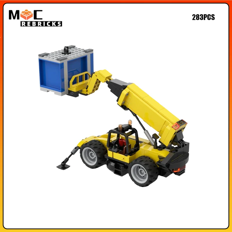 MOC Heavy Duty Telehandler Building Blocks Telescopic Boom Forklift Construction Handling Vehicle Model Toy Adult Gift