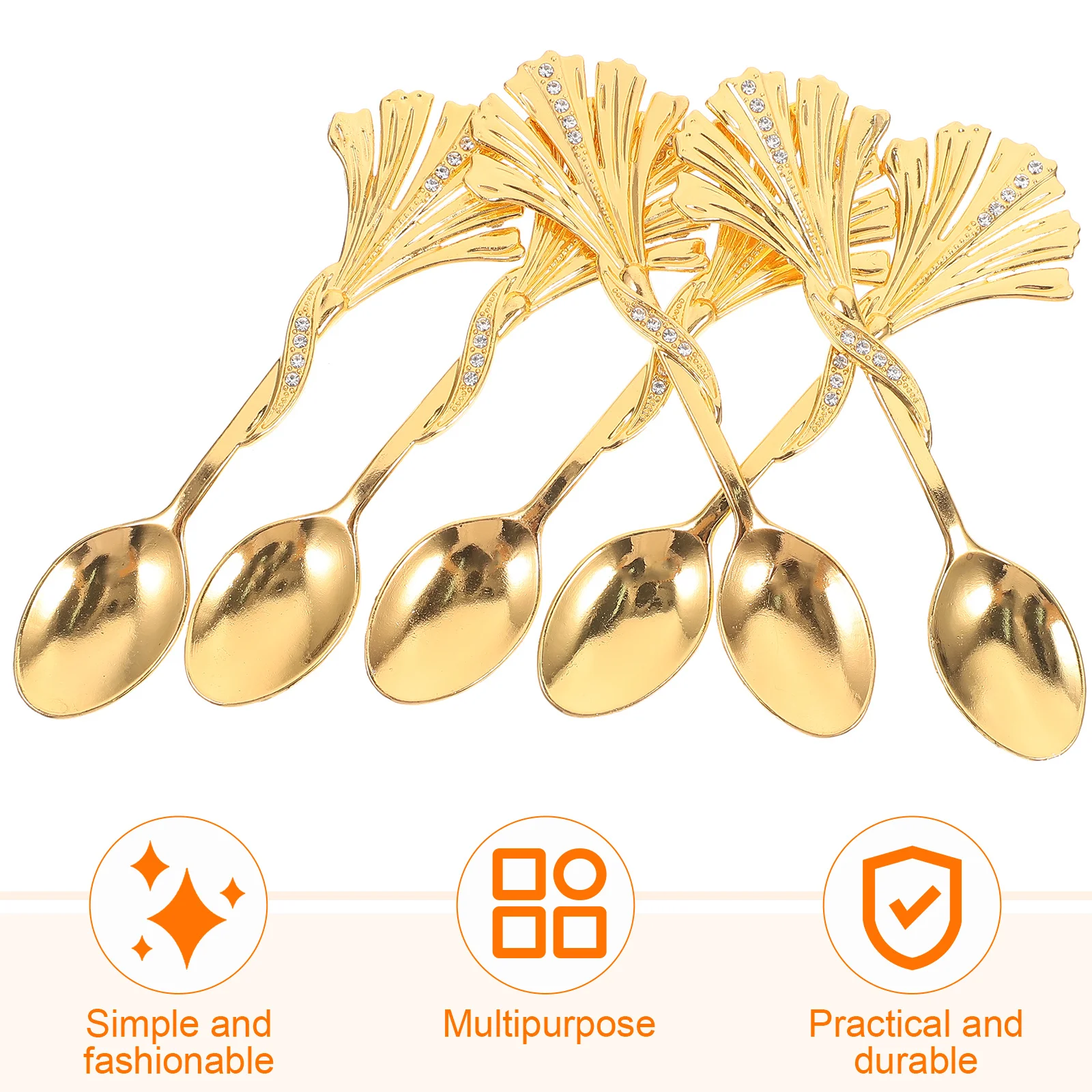 

Stylish Zinc Alloy Dessert Spoon with Rhinestones Easy to Clean Long Handle for Coffee Ice Cream and Desserts Honey Spoon