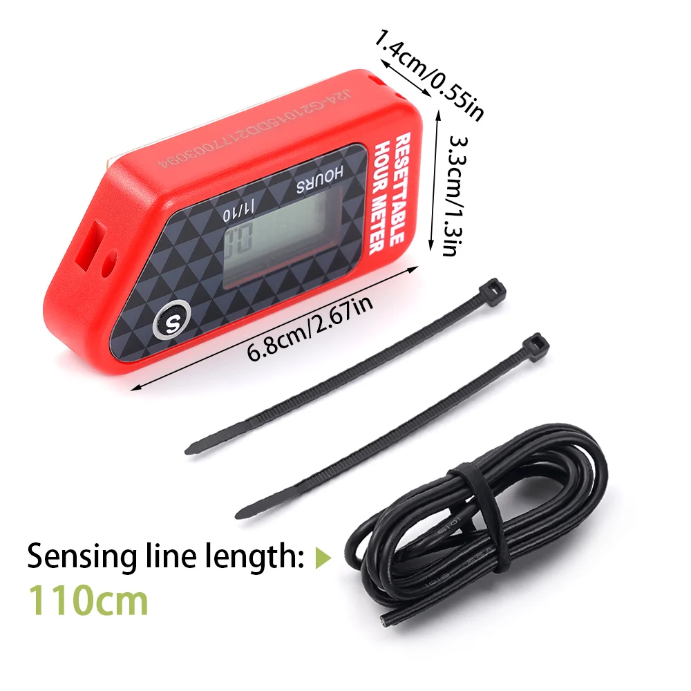 12A Motorcycle Waterproof LCD Vibration Resettable Hour Meter ABS Counter For ATV Motorbike Lawn Mower Accessories