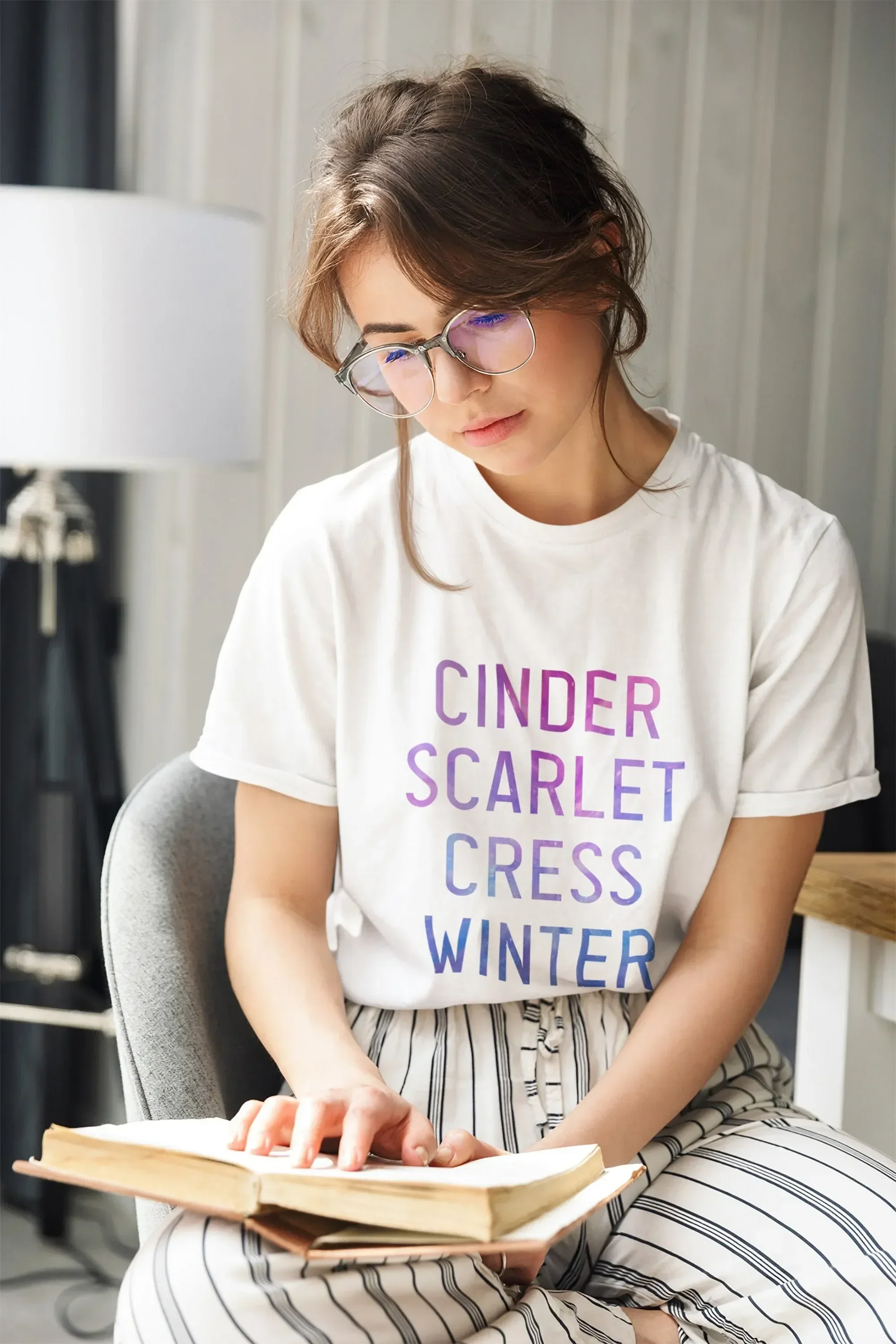 Lunar Chronicles Book Titles T Shirt Rampion Crew Bookish Marissa Meyer Cinder Scarlet Cress Winter