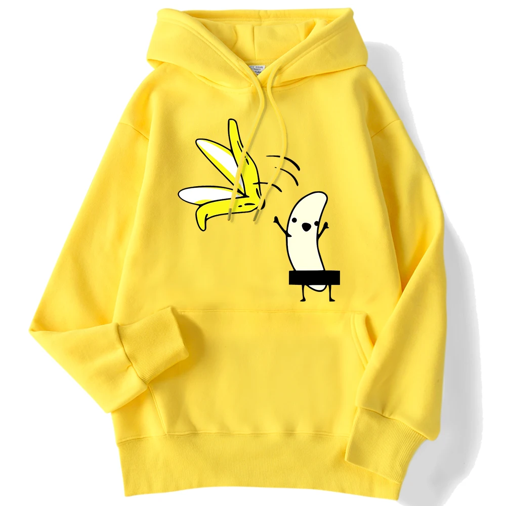 Street Ladies Hoodie Let\'s Take Off Our Banana Peel Funny Printing Comfortable Warm Sweatshirts Female Cute Streetwear  Clothing