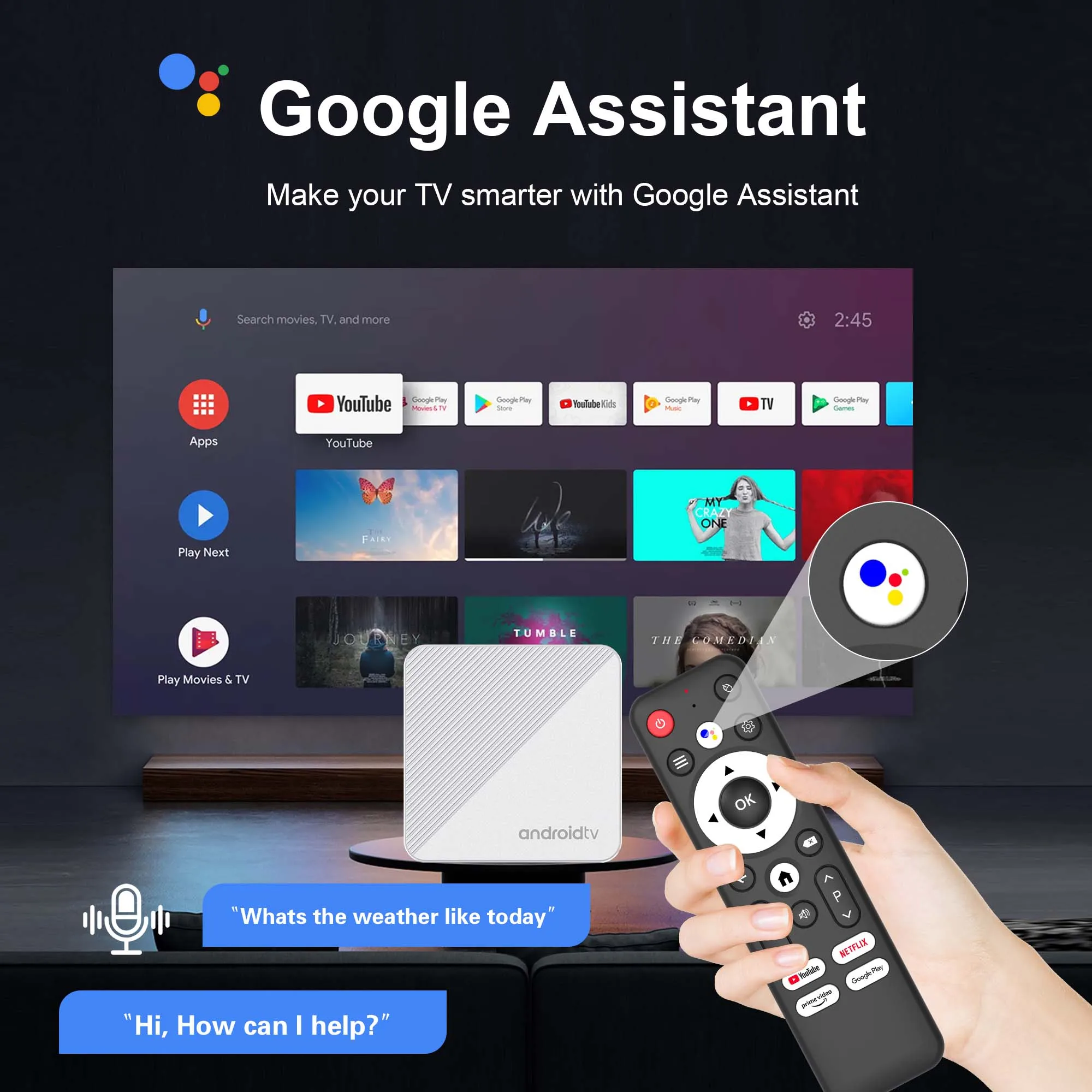 Android 14.0 Smart TV BOX AllwinnerH313 Youtube Tiktok Google voice Netflix 4K DUAL2.4G&5G Wifi   HDR10+ Set Top Box Mortal T1X