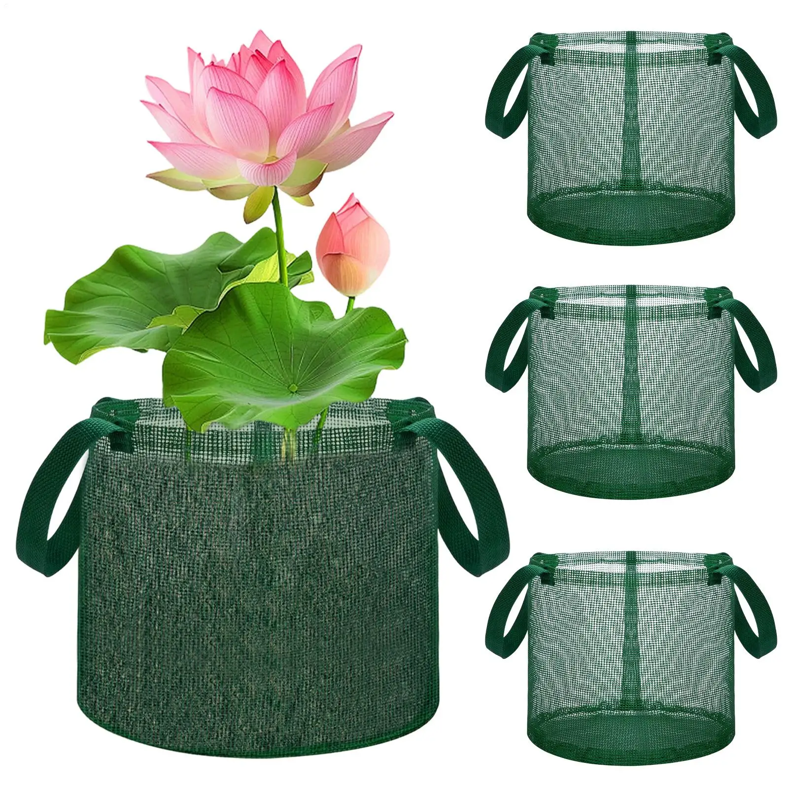 Foldable Aquatic Plant Basket Reusable Mesh Net Pot Breathable Lily Container for Pond  Aquarium Pool Garden, Water Lily Strawbe