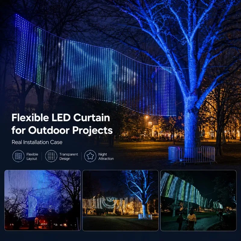 P20 outdoor flexible LED mesh screen IP68 waterproof and transparent building media curtain wall pixel mesh display