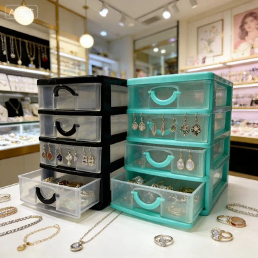 Home transparent drawer storage box desktop office sundries sorting box dresser pull-out type