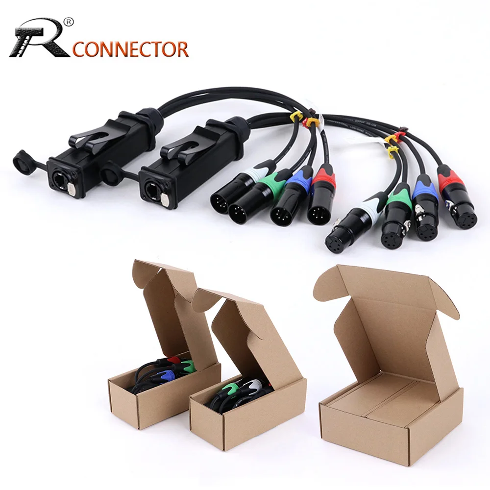 

RJ45 Cat5/Cat6 Ethernet Extender to 4 Channel Multi Network 5Pin XLR/DMX Audio Extension Cable for Live Stage,Recording Studio