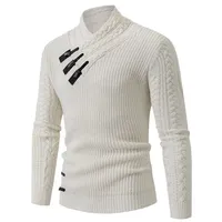 Fashionable Knitted Long Sleeve Men's Sweater Autumn Winter Casual Wear Button up Top Large Size Sporty Style Crew Neck