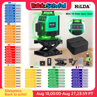HILDA Laser Level 3D/4D 12/16 Lines Green Beam Horizontal 360 Self Leveling Vertical And Horizontal Light Optical Instrument