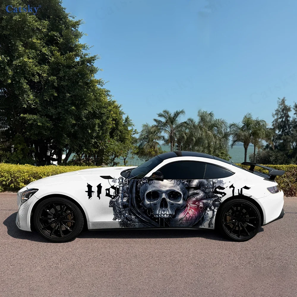 Skeleton Heart Wings Car Vinyl Wraps Decal Self-adhesive PVC Sticker Suitable for Trucks SUV Decoration Auto Accessories Gift