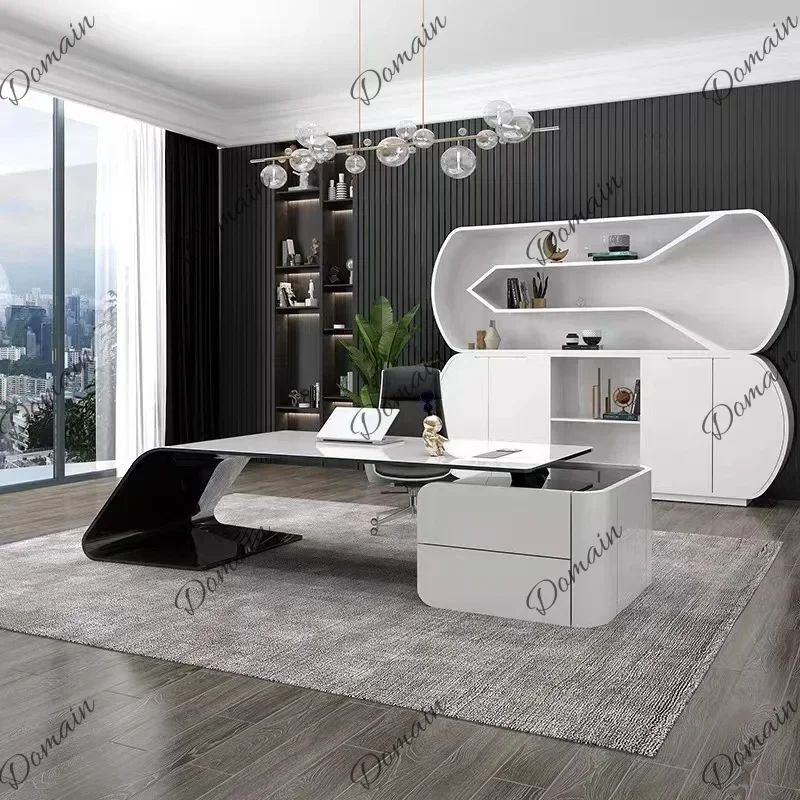 KU Conference Unusual Office Desk Cabinets Shelf Drafting Cheap Office Desk Storage Minimalist Unique Wooden Bureau Furniture E