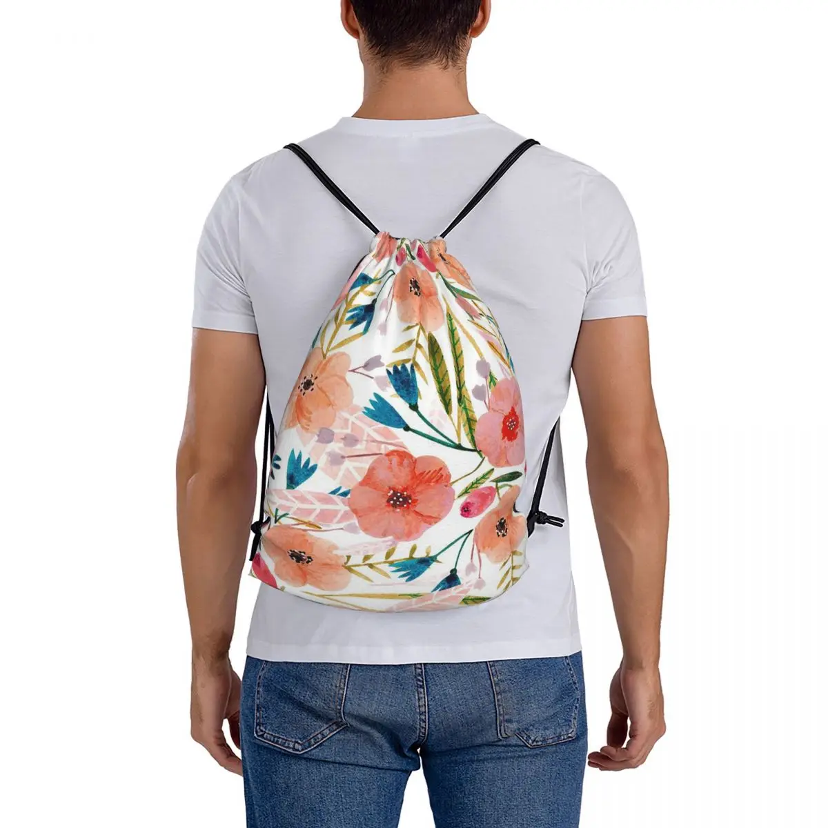 Multi-função Floral Dança Mochilas, Sacos De Cordão Portátil, Pacote De Bolso, Saco De Esportes, Saco De Livro, Viagem, Estudantes