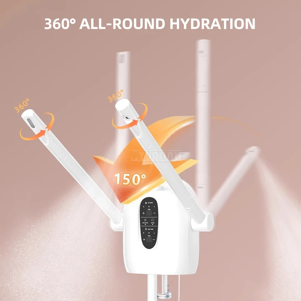 Dispositivo hidratante de vapor facial de jato duplo, ferramenta de cuidados com a pele pré-aquecida quente e fria