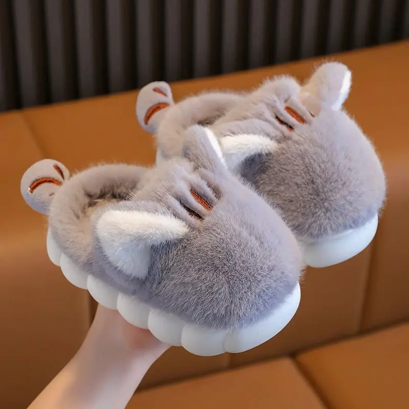 Childrens Cotton Slippers Autumn and Winter New Cartoon Cute Warm and Thick Soft for Boys and Girls Baby Plush Cotton Shoes