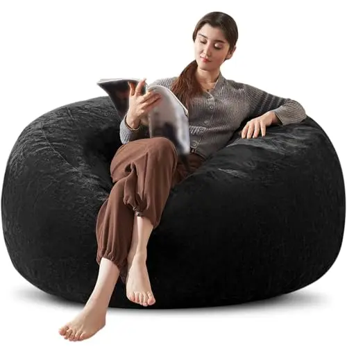Bean Bag Chair 4Ft, Memory Foam Filled, Large Beanbag Chairs for Adults and Teens, Soft Sofa with Removable Flannel