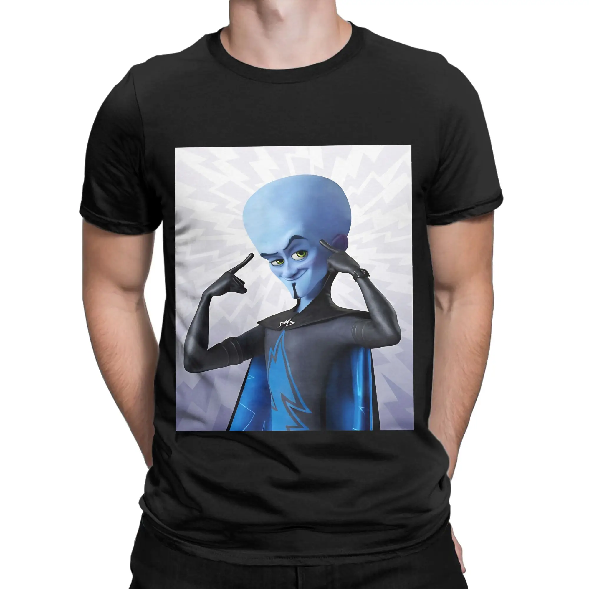 Art Megamind Classic Shirt painting Funny 100% Cotton T-Shirt Megamind vs The dDoom Syndicate Tops Tees For Men