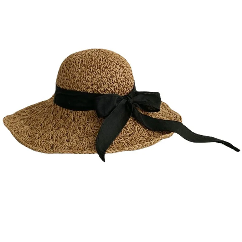 Wide Straw Summer Hat Womensummer Panama Hat Big Brim Beach Hat Foldable Vacation Summer Hat Sunscreen Sunshade Hat