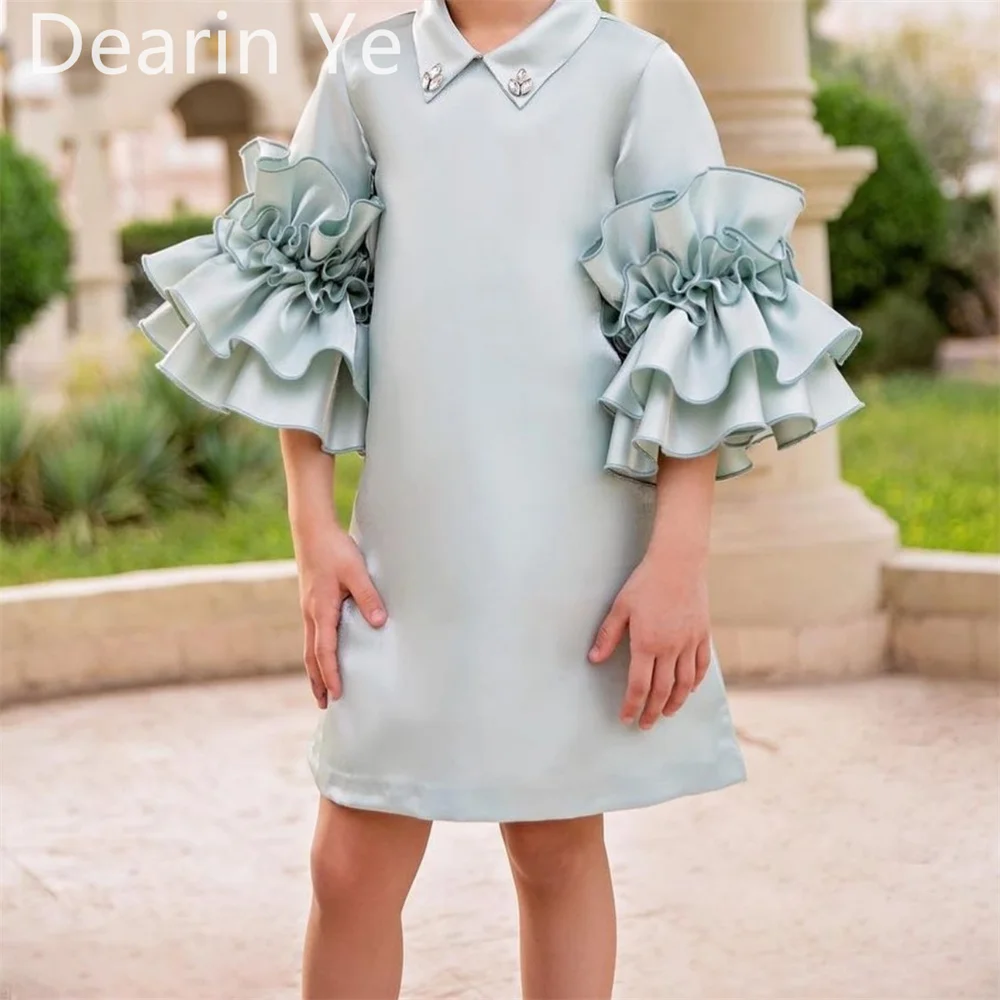 

Customized Prom Gown Evening Dearin V-neck A-line Mini Length Skirts Vertically Fold Bespoke Occasion Dresses Saudi Arabia Forma