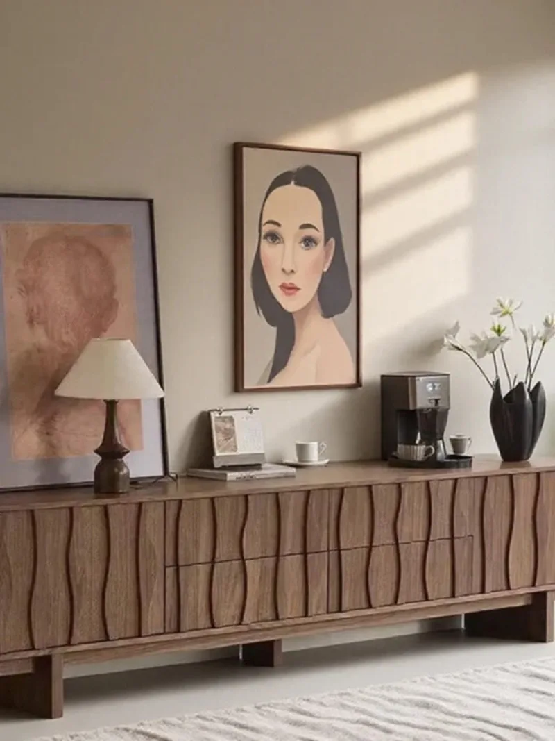 

Комплект из массива дерева: тумба под телевизор, журнальный столик, высококачественный, для дома, напольный шкаф, черный орех.