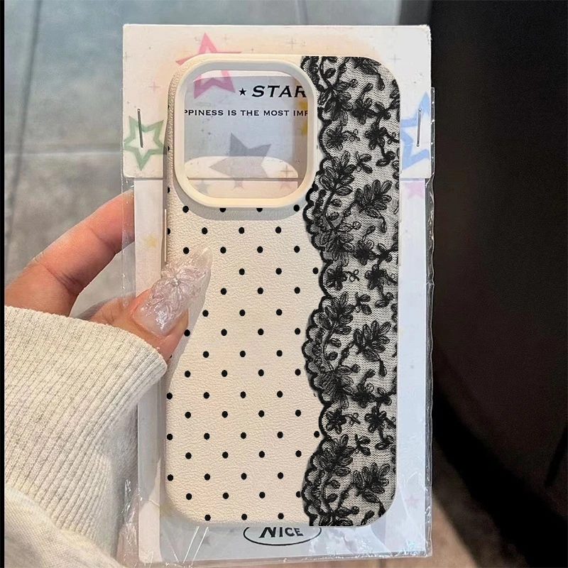 

Polka Dot Floral Lace Pattern Phone Case For Samsung Galaxy S26 S25 FE S24 Ultra S23 Plus S22 S21 A16 A15 A26 A36 A56 5G Cover