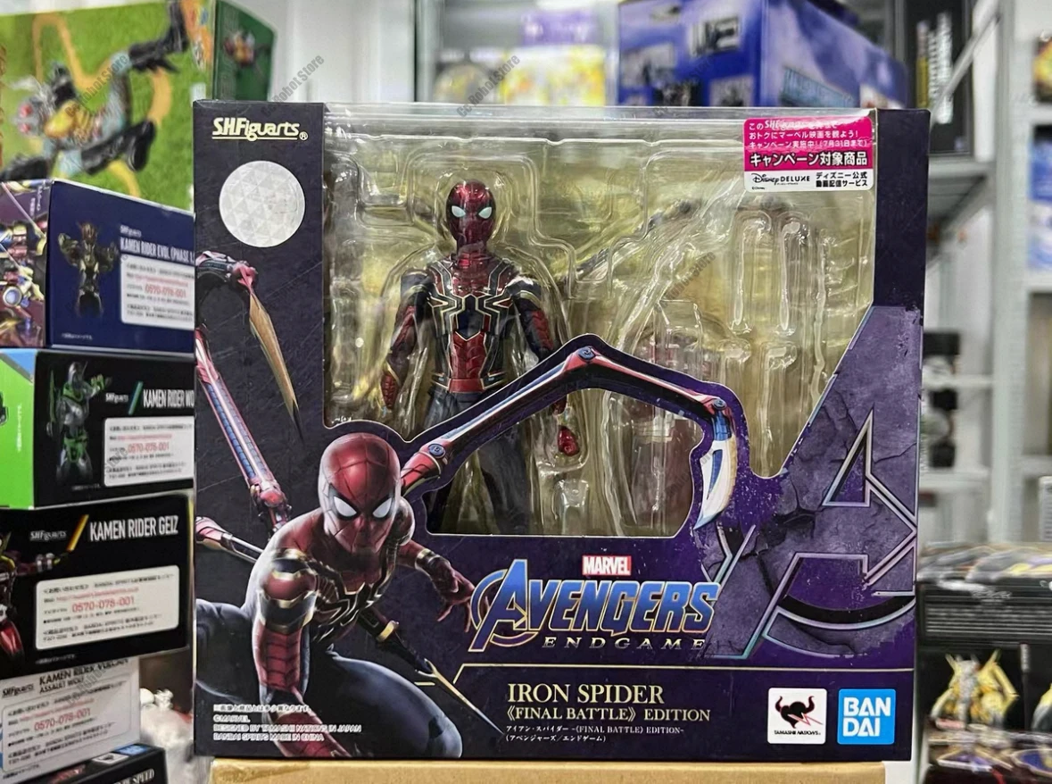 BANDAI Originale SHFiguarts Capitano Marvel e Ferro Spider-Man Armatura Anime Action Figures Giocattoli per Ragazzi Regalo Di Natale Da Collezione
