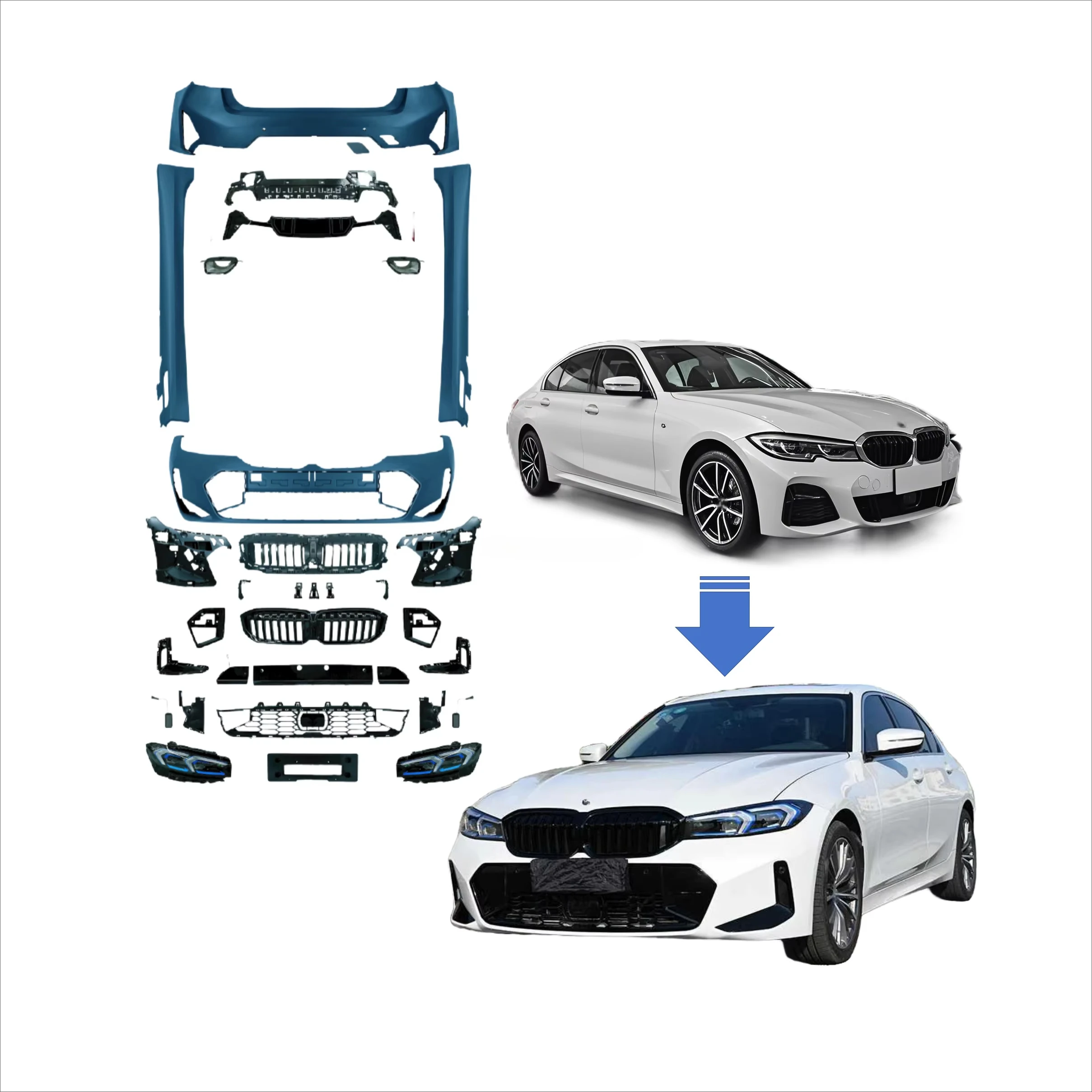 

New Arrival for 3series G20 19-21 Bodykit LED Headlights Upgrade to 2023 LCI M-tech M-sport Style Facelift Bumper