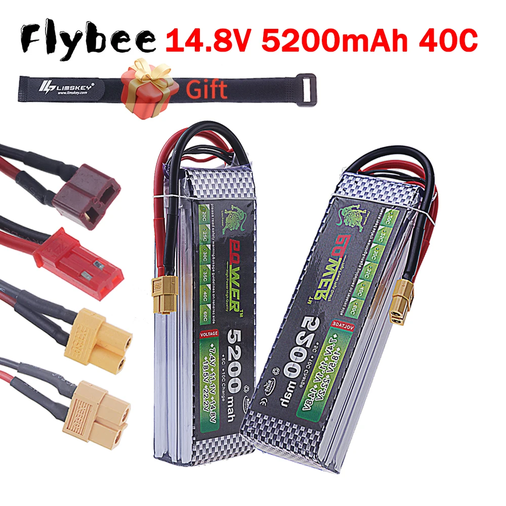 LION Power 5200mAh Upgraded 4S 40C 14.8V Li-polyme Battery With T JST XT30 XT60 PLUG For RC Airplane, Quadcopter, Racing Car