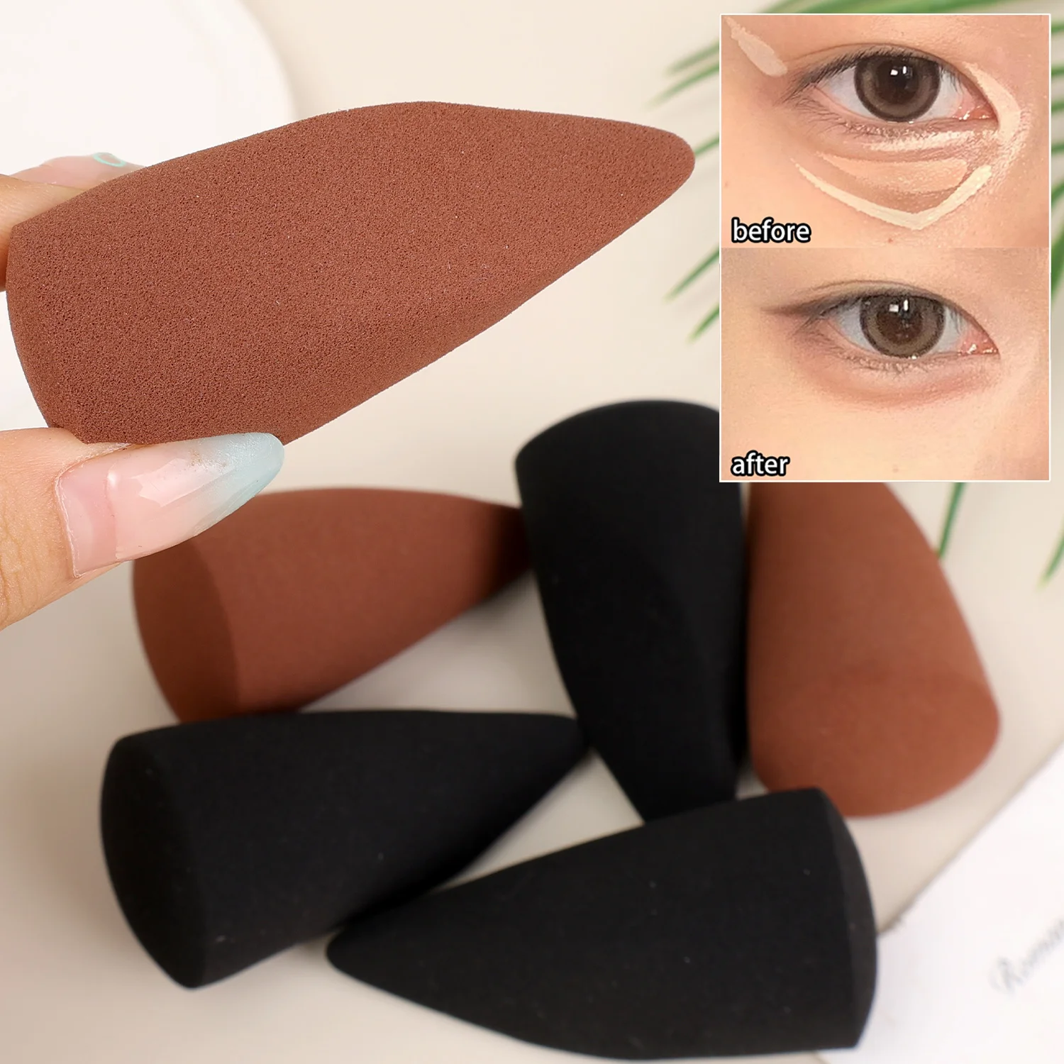 4pcs Makeup Sponges Powder Puffs Conical And Cut Surface Foundation Contour Sponges Face Wash Cosmetic Eggs Lasting Makeup Tools