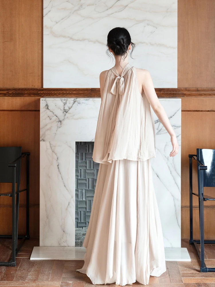 

SerioLudere Women's Long f-length Skirt Set Lazy Egg oulder-baring Loose Top High-waist Drapey Long Skirt Suit