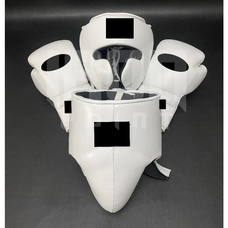 Winning Can Be Customized White Boxing Gloves Set, Holding Cowhide Thick 4 Layers Filled Lace-up Non-slip