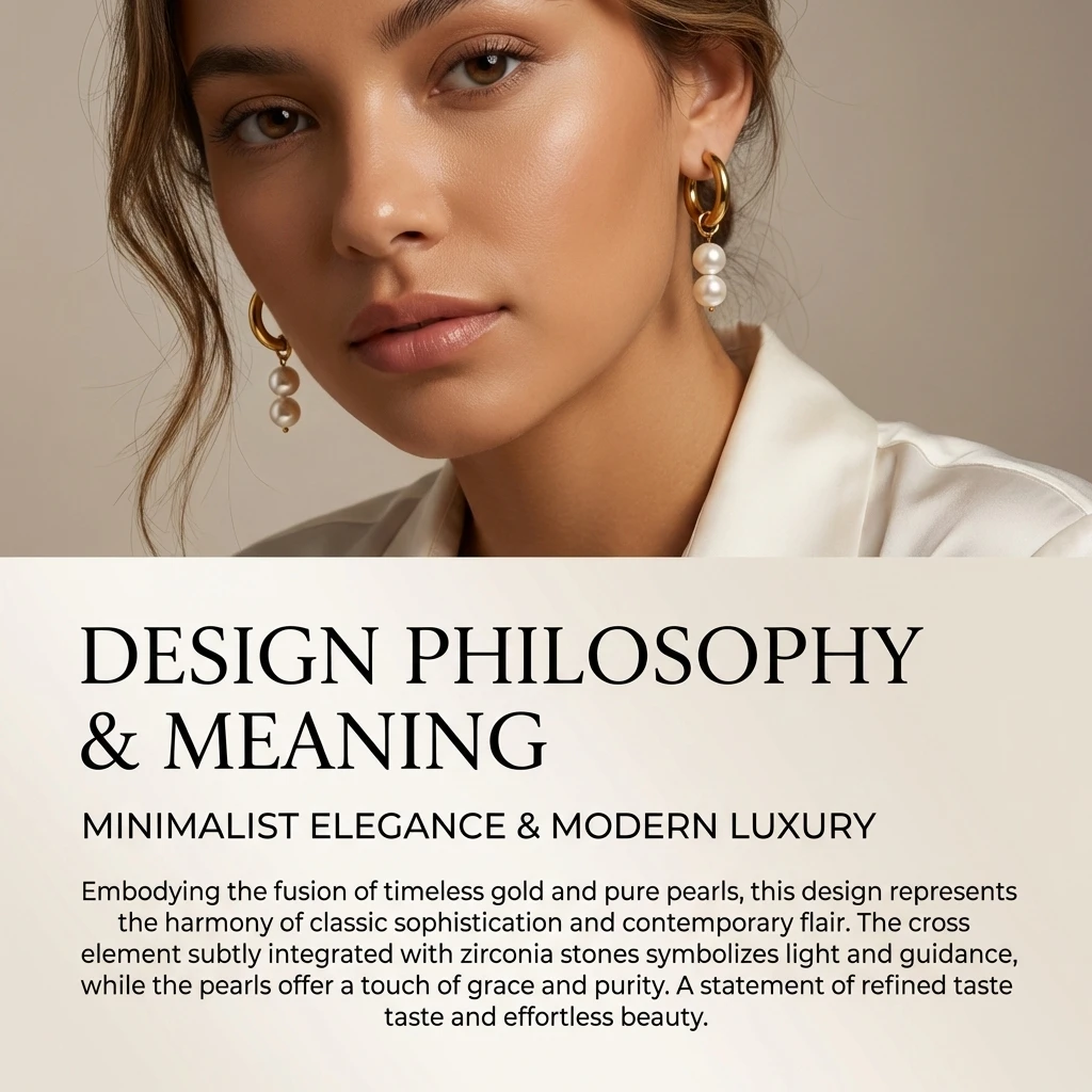 Minimalistische Edelstahl-Doppel-Perlen-Creolen für Damen mit Leuchteffekt und Warmem Finish, Eleganter Täglicher Schmuck, Geschenke – Detail 1