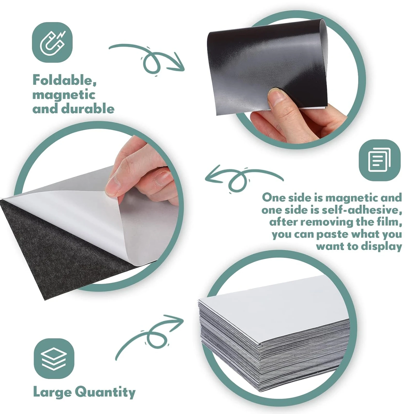 Folhas adesivas magnéticas 3R 3,5 × 5 polegadas Papel magnético autoadesivo Papel fotográfico magnético Ímã de geladeira