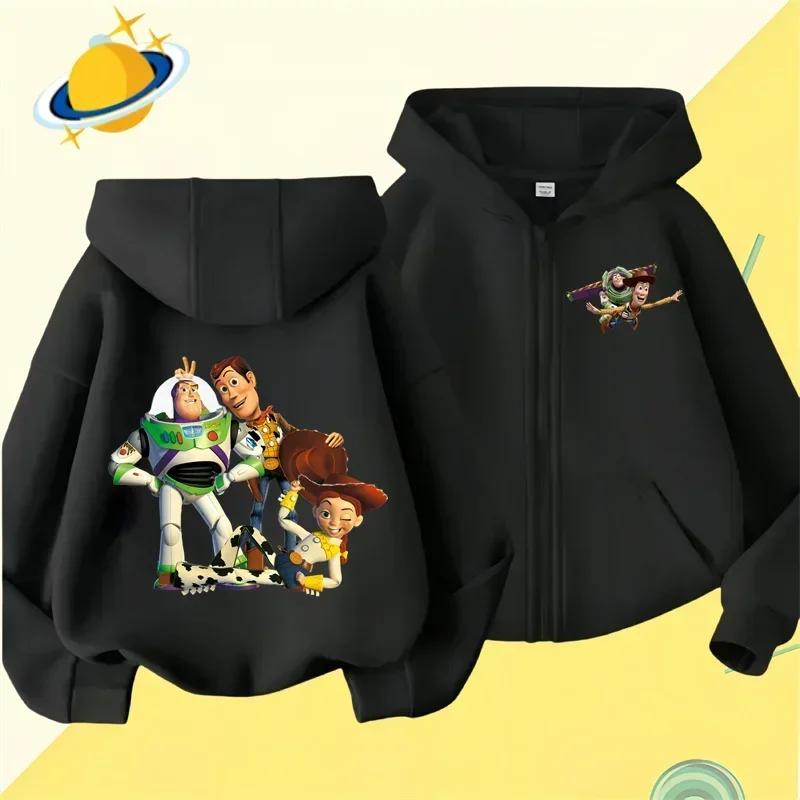 Toy Story Kids Zipper Hoodie Cartoon print Autumn Winter long-sleeved sweatshirt Casual top Boys girls Kawaii clothing