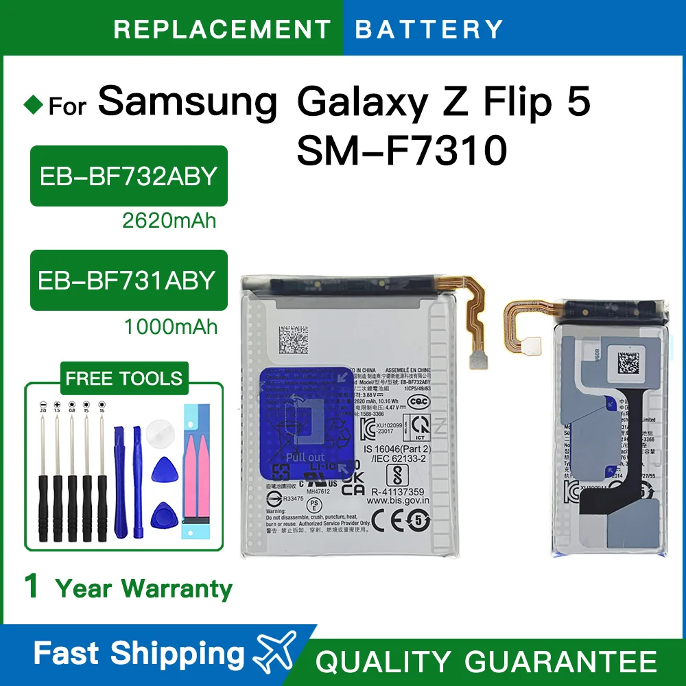 Genuine EB-BF731ABY EB-BF732ABY Battery For Samsung Z Flip5 Galaxy Z Flip 5 SM-F7310 F731 F732 Phone Replace Battery + Free Kits