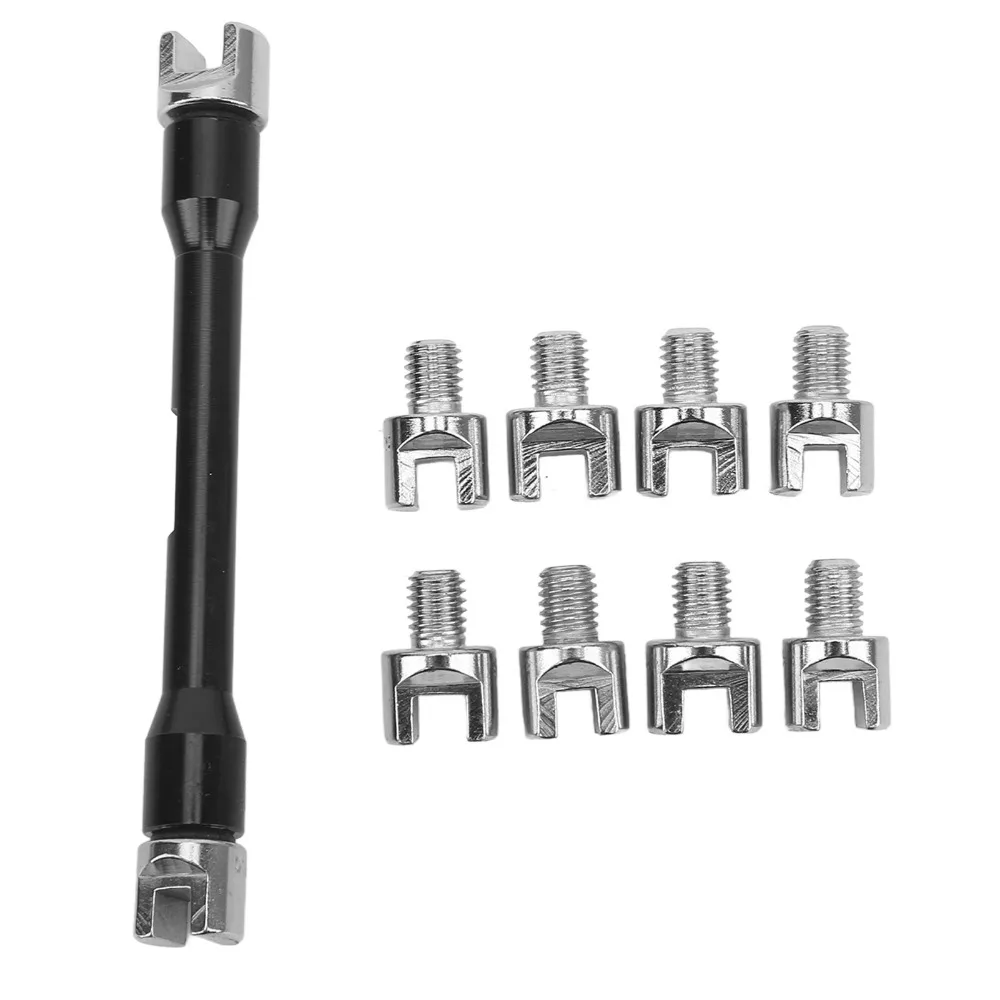 Black Long Handle Motorcycle Spoke Wrench 5.0-6.8mm Clear Plastic Case Wheel Spoke Tool 10 Interchangeable Tips