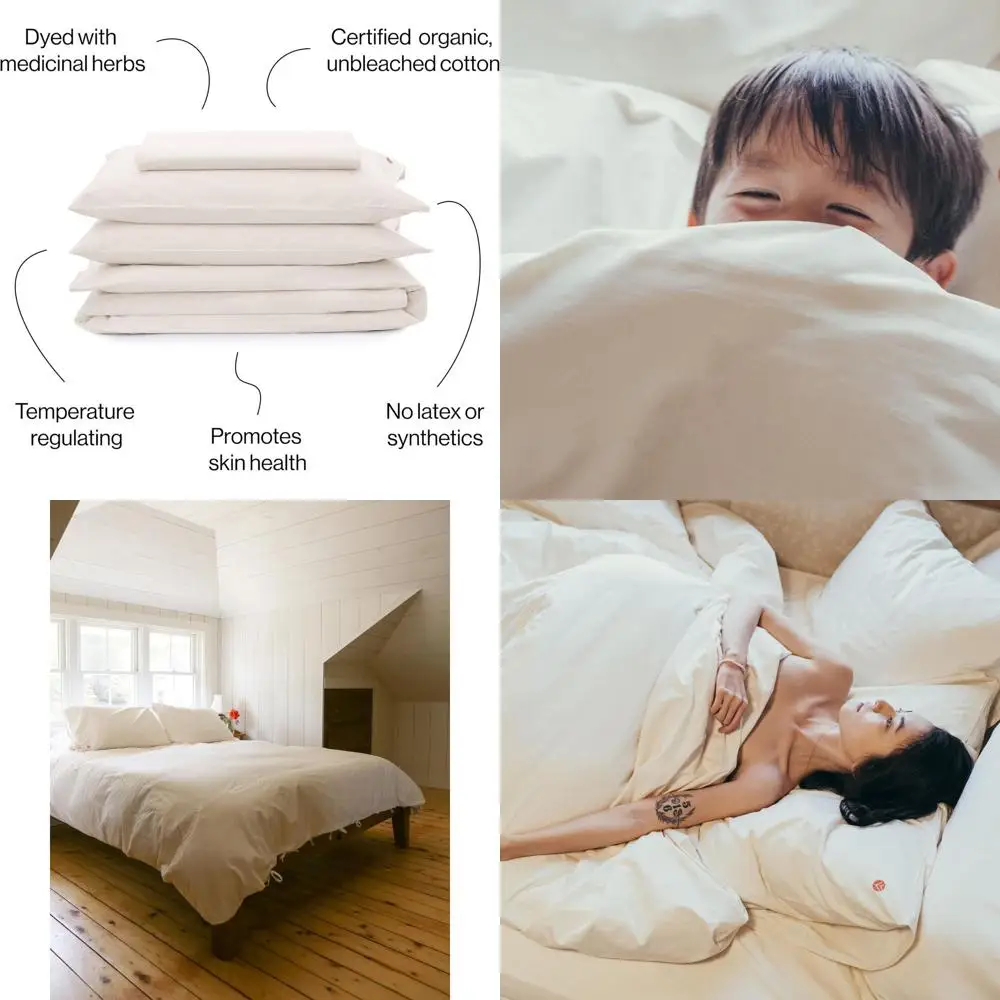 

100% Organic Cotton Duvet Cover Set, Plant-Dyed, Hypoallergenic, 4-Piece, King Size